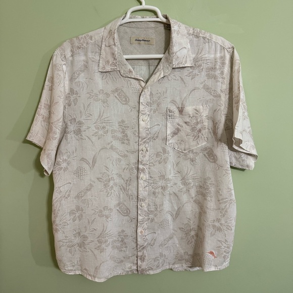 Tommy Bahama Cream Button Down linen Shirt - Picture 1 of 7